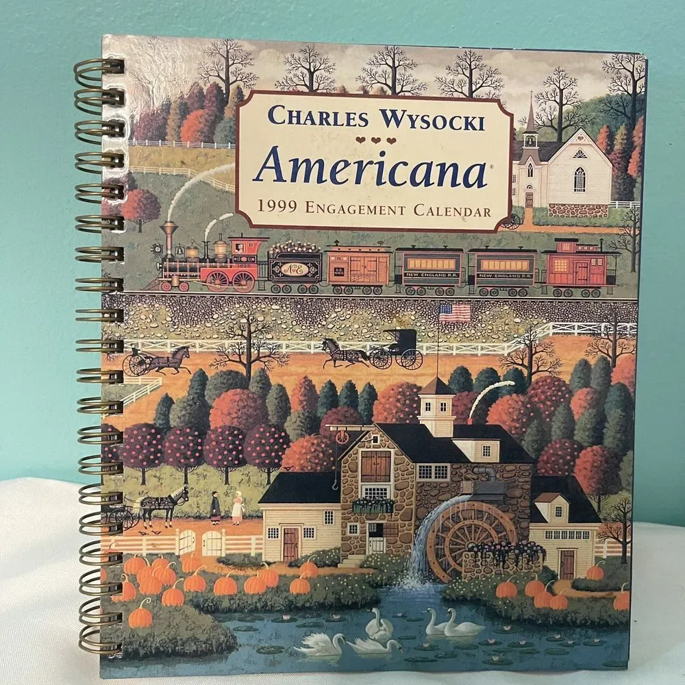 1999 Charles Wysocki Americana Wall Engagement Calendar With‎ Cover B-Z